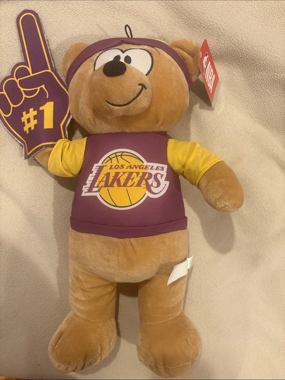 Los Angeles Lakers Plush Bear Toy in Purple and Yellow Jersey